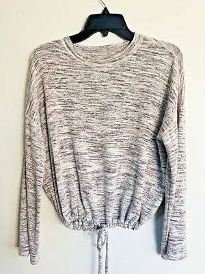 Aerie Gray Drawstring Waist Lightweight Cropped Pullover Sweater Womens S Soft - Image 1 of 4