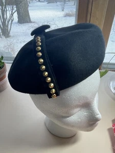vintage Girls hat 1950 Fairfield Felts Black Wool “Charmer” Adjustable Theatre - Picture 1 of 10
