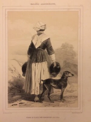 Femme de Moncontour, Bretagne, lithographie Lalaisse, Galerie Armoricaine - Photo 1/3