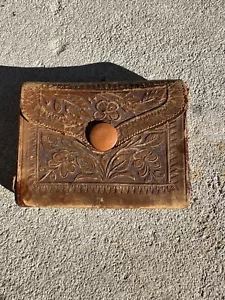 Seltene Ledertasche mit Verzierung/ Historisches Kartendeck/Bilder New Hampshire & Maine - Bild 1 von 15