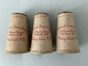 (3)School Wax Milk Container-Hillcrest Farm Dairy-A Myron Howell-Wading River NY - Bild 1 von 4