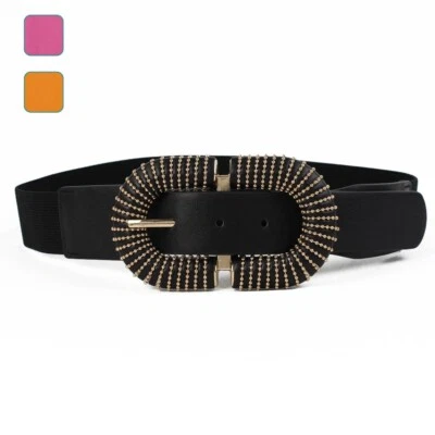 Cintura donna elastica con fibbia in metallo cinta larga per abiti elasticizzata - Immagine 1 di 4