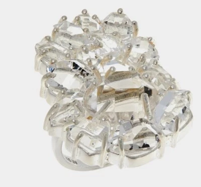 Кольцо из стерлингового серебра с кластером из нескольких камней кварц БРИЛЛИАНТ Herkimer Mines размер 10 - Изображение 1 из 4