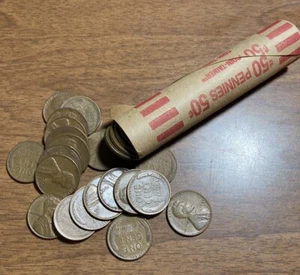 LINCOLN WHEAT CENT ROLL 1930'S, 1940'S AND 50'S PDS - 50 COINS - Picture 1 of 1