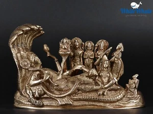 Whitewhale Brass Vishnu Parivar Statue Lord Vishnu idol Home & Temple Decor - Picture 1 of 1