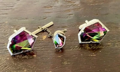 Vintage Swarovski Crystal Cufflinks And Tie Tack - Image 1 of 3