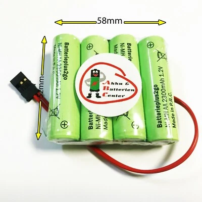 BATTERIEPLUS2GO 1x Flattop AA Ricevitore Batteria 4,8V 2300mAh Ni-MH con Graupner-St F1x4