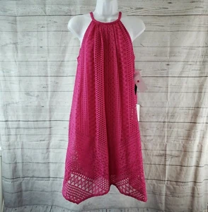Maggie London Womens Dress Sz 6P Solid Pink Lace Overlay Sleeveless - Picture 1 of 6