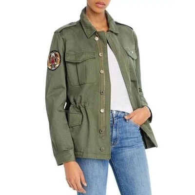 Zadig & Voltaire NWT Kayak Butterfly Gold Foil Green Military Cotton Jacket EU34 - Image 1 of 4