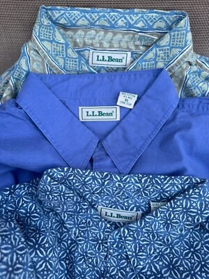 Vintage 90s LL Bean Shirts AOP Button Up Outdoor Camp Casual Mens Lot 3 Hawaiian - Image 1 of 4