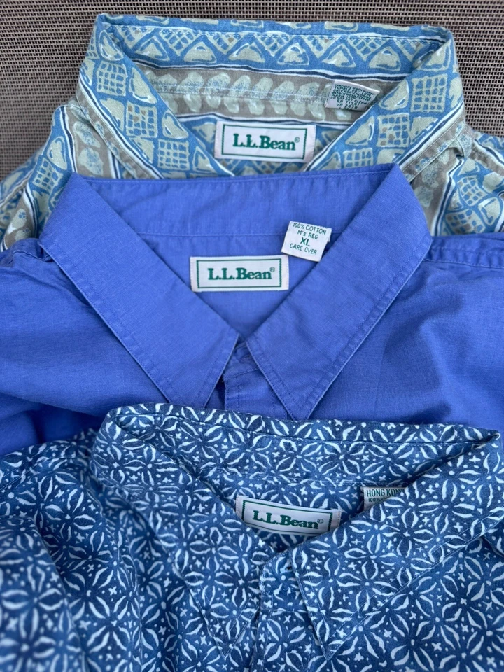 Vintage 90s LL Bean Shirts AOP Button Up Outdoor Camp Casual Mens Lot 3 Hawaiian - Image 1 of 4