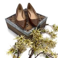 REPORT Womens Size 8.5 Caramel Brown Patent Flats Shoes