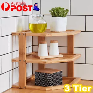 3-Tier Bamboo Wooden Corner Shelf/Rack/Organizer/Storage/Deco Kitchen/Bathroom - Picture 1 of 9