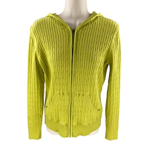 Sudadera con capucha para niña talla M amarilla verde cremallera completa ajuste elástico de Merona - Imagen 1 de 10