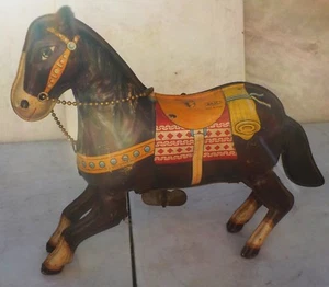 Vintage Japanese Pressed Tin Wind up Horse by Haji - Picture 1 of 8