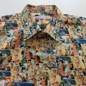 COTON DOUX MAN'S SHIRT - Size XL UNBELIEVABLY COOL - PINUPS RETRO DESIGN - Picture 1 of 14