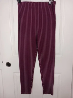 Forever 21 Borgoña Blanco Rayas Pantalones Elásticos Y2K Leggings Hada Hippie  Foto 1 de 4