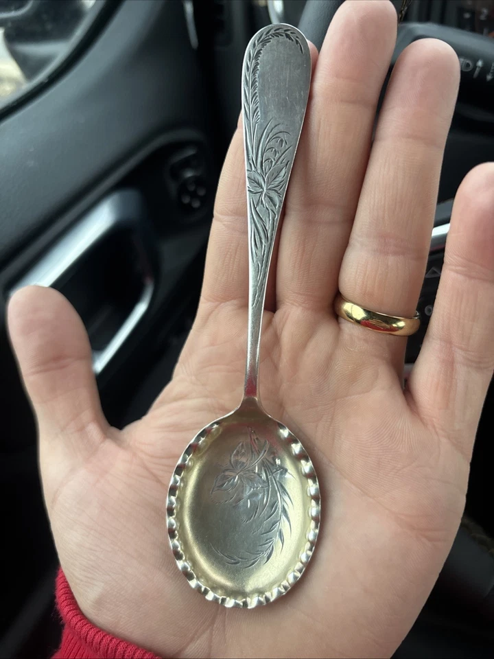 Sterling Silver Gilt Aesthetic Period Spoon A.F Burbank & Co 1800s Antique 8" - Image 1 of 4