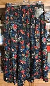 Vintage Susan Bristol Damen schwarz rot Blumen Midi Faltenrock 8 NEU - Bild 1 von 7