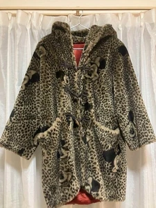 Apparence × Disney Leopard Mickey Minnie Faux Fur Coat size M Vintage Used - Picture 1 of 10