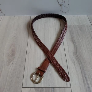 Vintage Flecht Leder Gürtel Herren M 36/38 Braun Gold Schnalle Heritage Gentleman - Bild 1 von 5