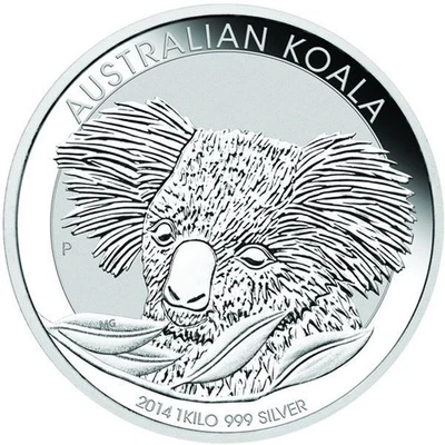 Moneda koala de plata australiana 2014 de 1 kilo (BU) Foto 1 de 2