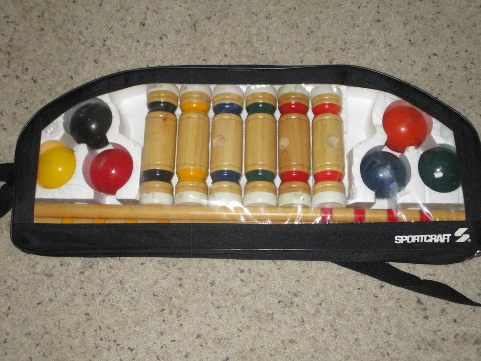 Vintage Sportcraft 6 Player Portable Wooden Croquet Set Carrying Case Complete - Image 1 of 1