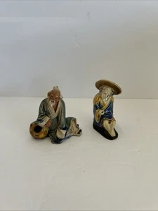 Vintage chinesische Schlammmänner Figuren Shiwan Keramik Weise Männer Keramikkunst Menge 2 3 Zoll - Bild 1 von 7