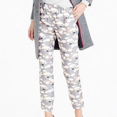 Pantalones de seda con estampado floral de la colección J Crew talla 0 estilo E2354 Foto 1 de 4