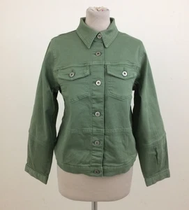 White Stuff Women's Denim Jacket Green Long Balloon Sleeve Pocket Flaps New F1 - Picture 1 of 15