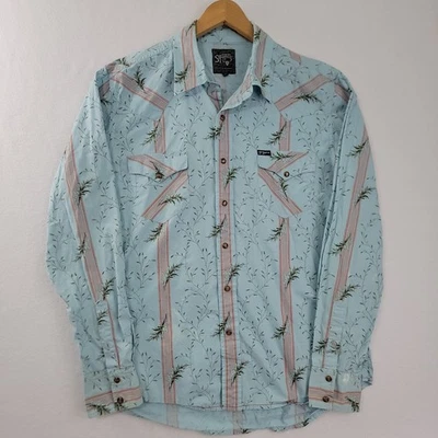 Southern Thread Mens Western Shirt  Long Sleeve Pearl Snap Button Light Blue L  - Image 1 of 4