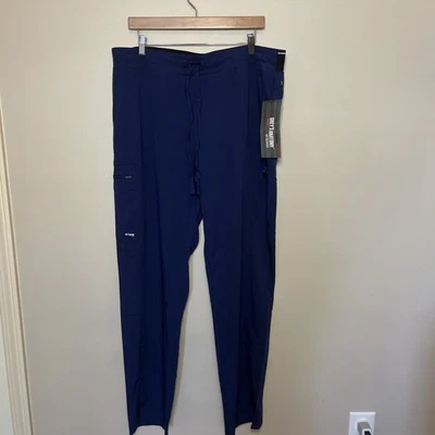 Greys Anatomy 3 Pocket Elastic Cargo Scrub Pants XLT Indigo Blue Spandex Stretch - Image 1 of 4