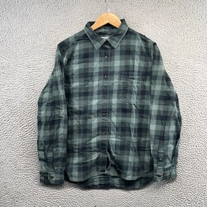 Carhartt Flannel Shirt Womens Large 12 14 Green Plaid Button Up Long Sleeve - Picture 1 of 11