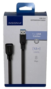 USB 3.0 Extension Cable, Insignia NS-PC3A3A12 - 12 ft, 5 Gbps, Black - NEW - Picture 1 of 2