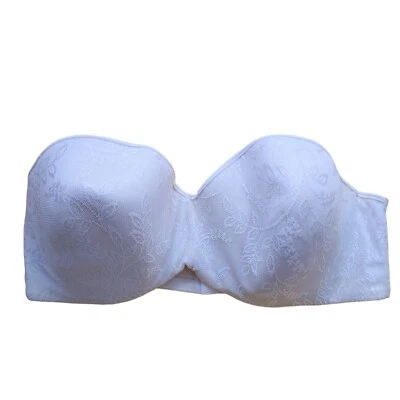 Sujetador SEARS Vintage Blanco Sin Tirantes Mujer 36C Acolchado Boda Floral Foto 1 de 4