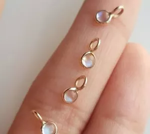 Dije de piedra lunar arco iris, oro macizo de 18k, colgante de plata de ley 925, pieza única - Imagen 1 de 8