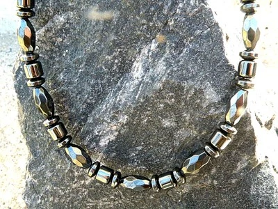 Men’s Women’s Magnetic Hematite Necklace Anklet Bracelet 100% STRONG Black 1 Row - Image 1 of 4