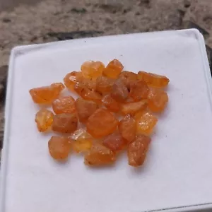 41 Ct Natural Orange Color Spessartite Garnet Raw Rough Tiny Size 25 Piece Lot - Picture 1 of 24