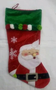 Roter Samt Weihnachtsstrumpf mit 3D Rosie Wangen Weihnachtsmann  - Bild 1 von 4