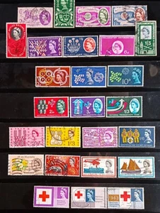 GRAN BRETAGNA 1960-1963 10 SET COMPLETI DI FRANCOBOLLI COMMEMORATIVI USATI GBC1 - Foto 1 di 2