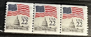 USA #2115 22 CENT FLAG COIL STRIP OF 3 MNH -S17077-3 - Picture 1 of 1