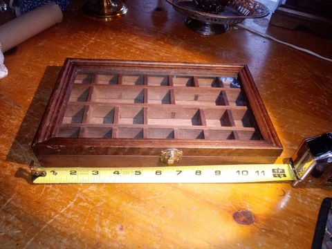 Vintage Wooden Shadow Box SMC Taiwan Made Glass Window 11x7x2" approx Cover
