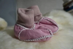 Warm Super Soft Leather Shearling Lined Pink  Booties That Actually Stay on ! - Picture 1 of 10