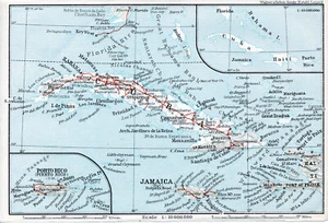 Cuba + Puerto Rico 1909 orig Karte + Reisef. (6 S) Camagüey Pinar San Juan Ponce - Picture 1 of 2