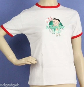 MAGLIETTA STAMPATA BETTY BOOP DONNA T SHIRT UFFICIALE BB001K POKER A KISS 4 LUCK - Imagen 1 de 1