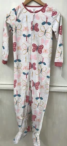 Carters Fleece Footed Pajama Blanket Sleeper Size 8 Beige Butterflies NWT - Picture 1 of 4