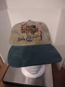 Vintage Artist Al Agnew Wild Turkey Moss Beige/ Green Strapback Baseball Hat Cap - Picture 1 of 8
