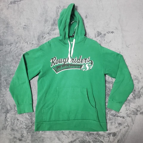 Vintage CFL Saskatchewan Roughriders Canadian Football League Hoodie Size Small Cover