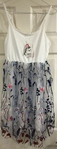 PatPat-Ladies/Teen Sz Small (UK 6-8) Pretty White Dress-Jersey Top Floral Skirt - Picture 1 of 7