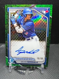 2024 Bowman Arjun Nimmala Green Grass Refractor 1st Bowman Auto 79/99 -Blue Jays - Picture 1 of 2